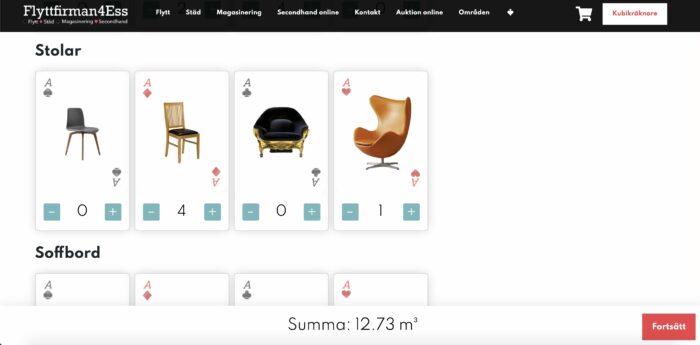 Flyttfirma kalkylator kubikräknare